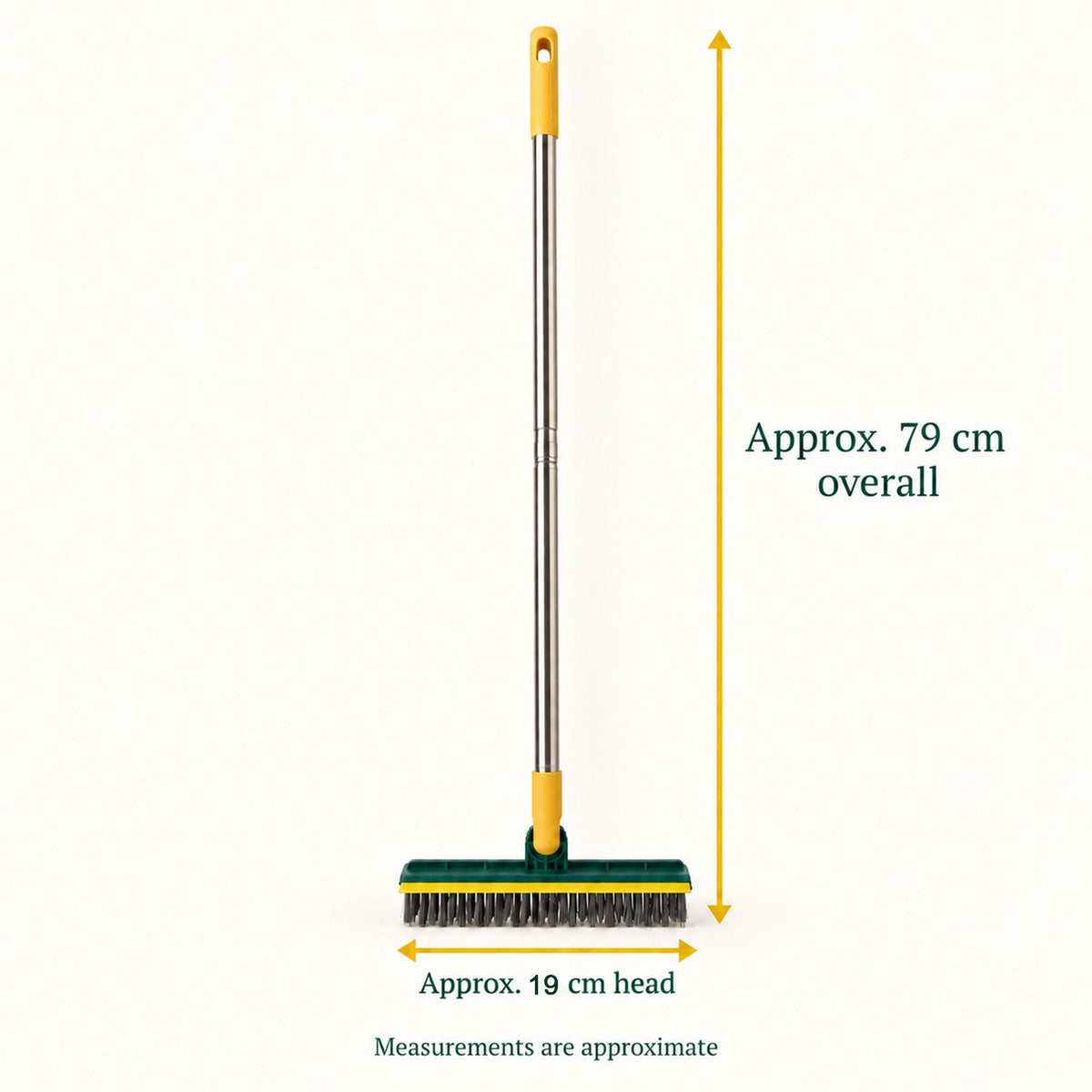 2 In 1 Floor Cleaning Brush With Water Scraper And Metal Handle For Bathroom Use