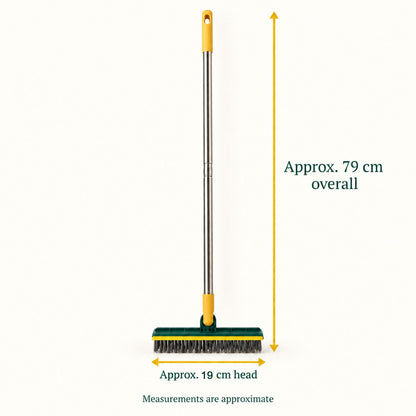 2 In 1 Floor Cleaning Brush With Water Scraper And Metal Handle For Bathroom Use