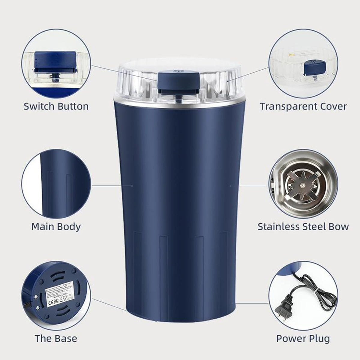 GharMix Portable Mini Mixer Grinder | Electric Coffee & Spice Grinder for Home & Office