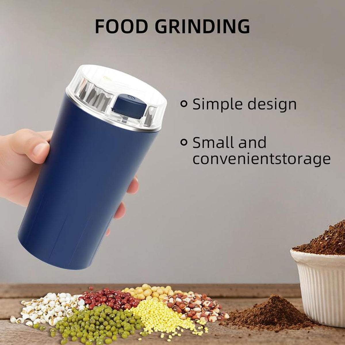 GharMix Portable Mini Mixer Grinder | Electric Coffee & Spice Grinder for Home & Office