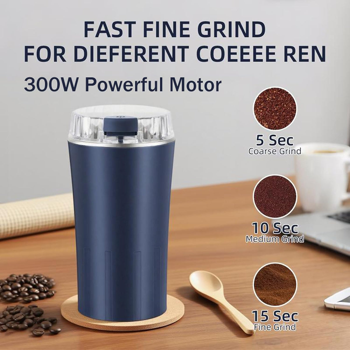 GharMix Portable Mini Mixer Grinder | Electric Coffee & Spice Grinder for Home & Office