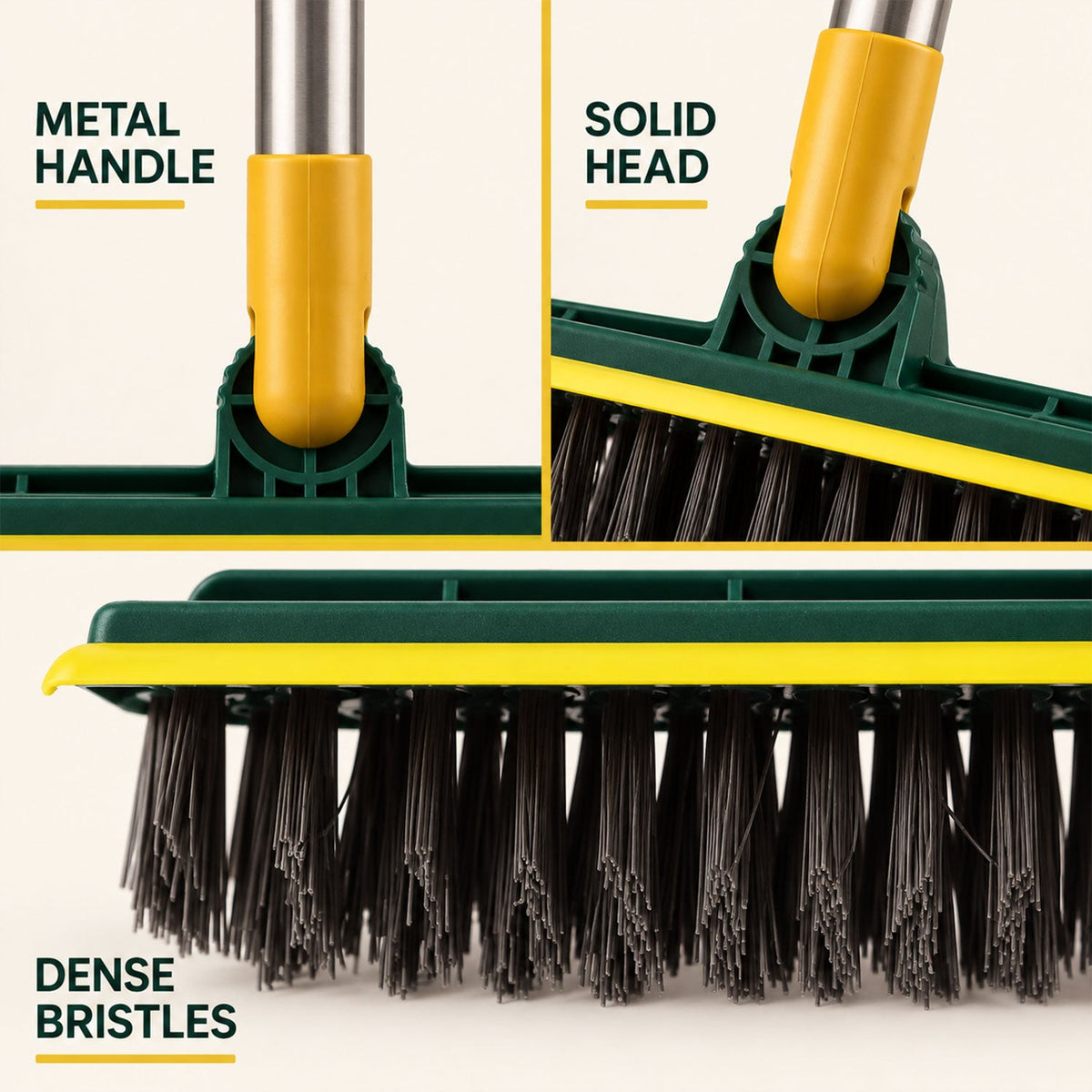 2 In 1 Floor Cleaning Brush With Water Scraper And Metal Handle For Bathroom Use